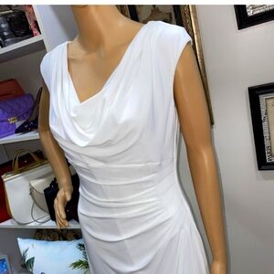 Elegant White Draped Dress RALPH LAUREN